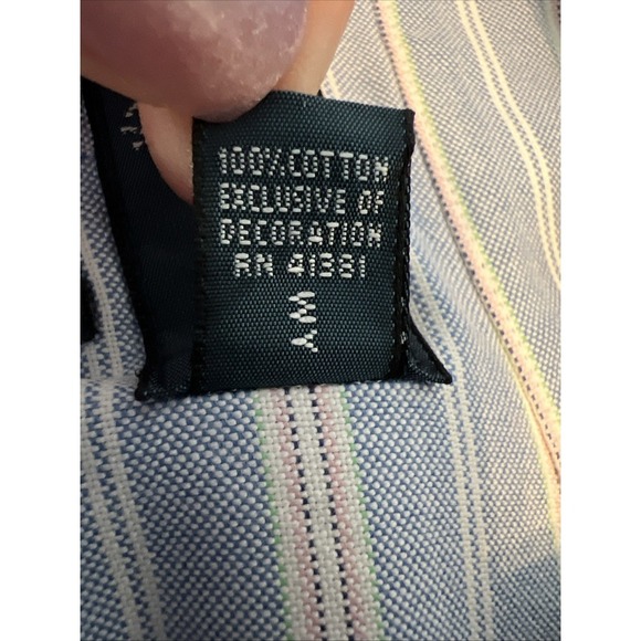 Ralph Lauren Classic Fit Striped Pony Logo Long Sleeve Button Down Size XLT - Picture 8 of 9